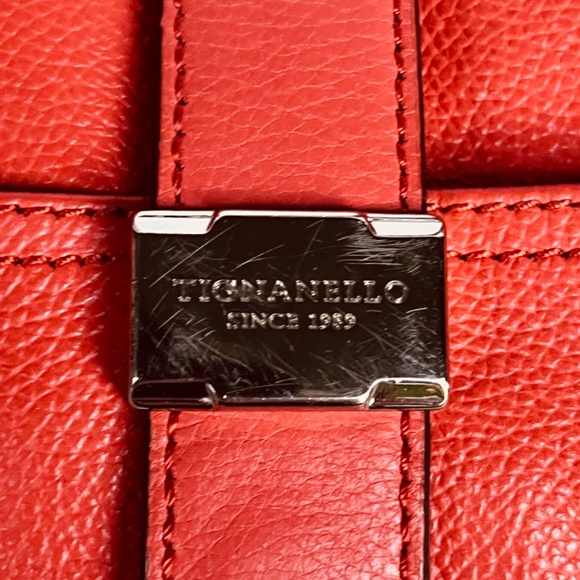 Tignanello Handbag Tangerine Double Handle Satchel Tote Pebble Leather Purse - Picture 3 of 15